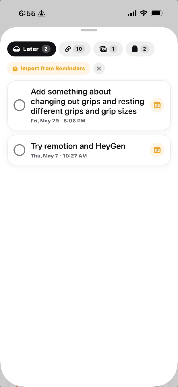 Whit's Inbox — a calm Later list for links, images and half-thoughts saved to deal with when you're ready