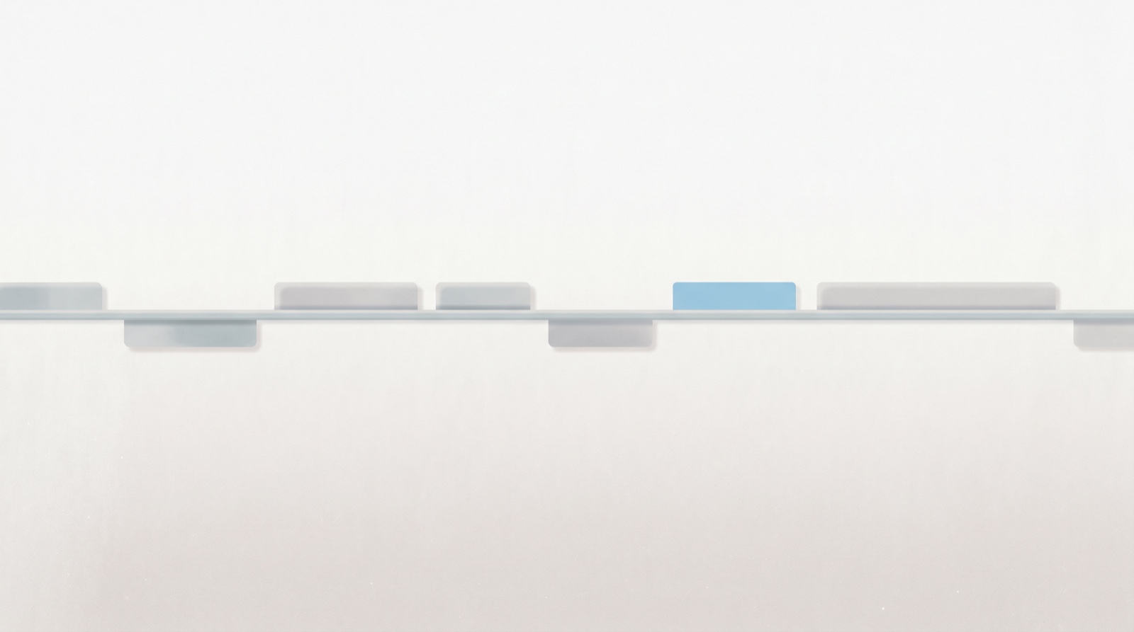 A slim horizontal day timeline on a soft off-white field, a few rounded time blocks resting along it with one in sky-blue, suggesting a calm planned day.